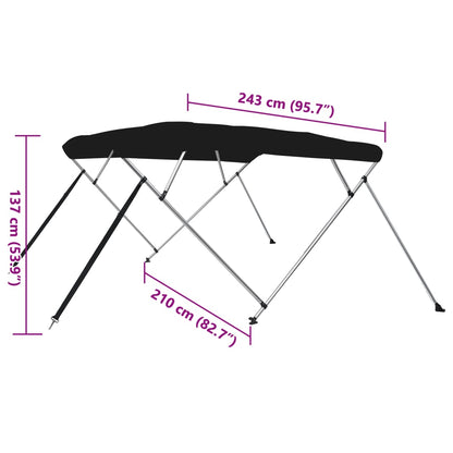 Biminitop 4 Bogen 243 x 210 x 137 cm Zwart