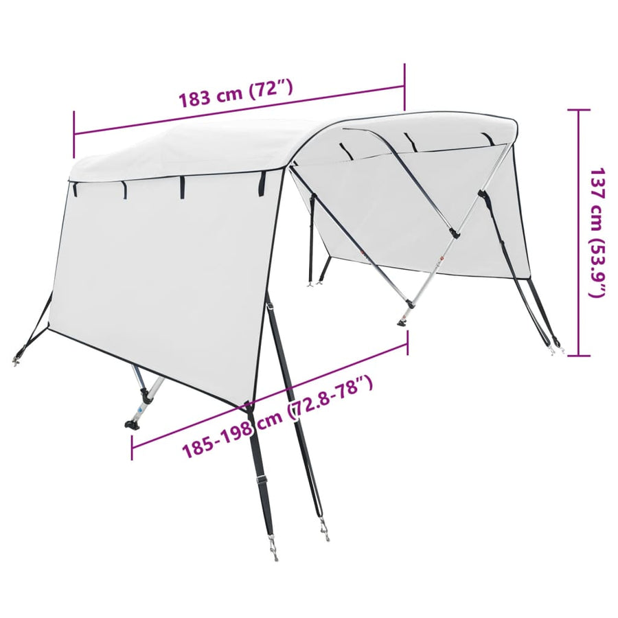 Biminitop 3 Bogen Met Zijwanden 1 183 x (185-198) x 137 cm Wit