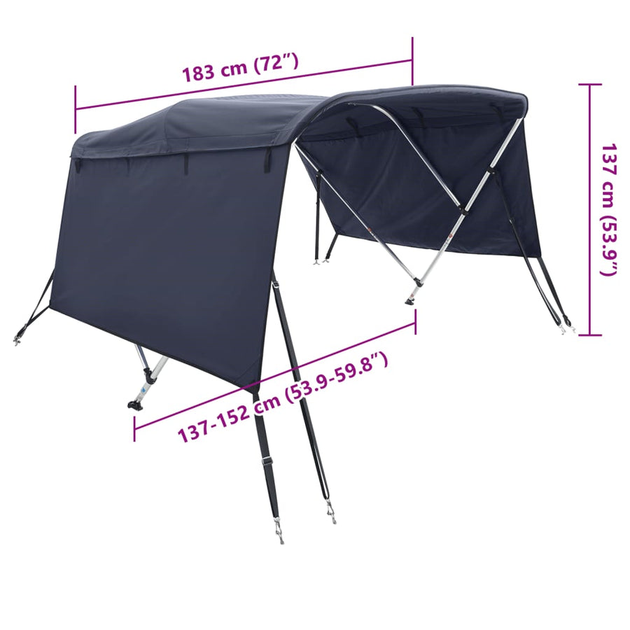 Biminitop 3 bogen met zijwanden 183x(137-152)x137 cm