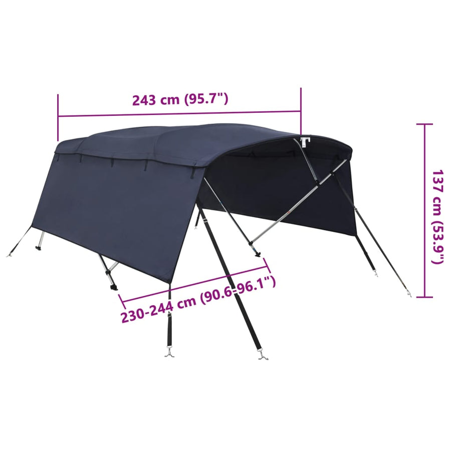 Biminitop 4 Bogen Met Zijwanden 1 243 x (230-244) x 137 cm Blauw
