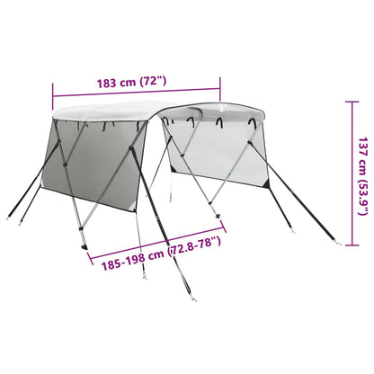 Biminitop 3 Bogen Met Mesh Zijwanden 183X(185-198)X137 Cm Wit En Zwart