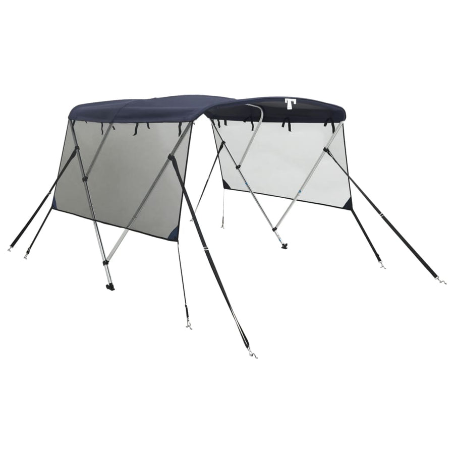 Biminitop 3 Bogen Met Mesh Zijwanden 183X(185-198)X137 Cm Blauw En Zwart