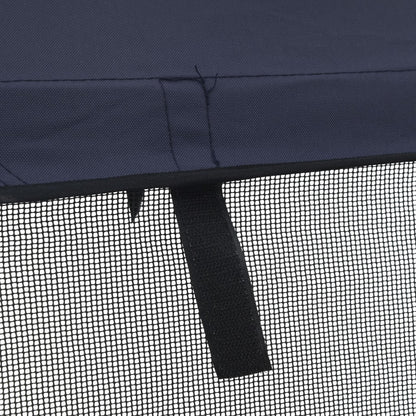 Biminitop 3 Bogen Met Mesh Zijwanden 183X(185-198)X137 Cm Blauw En Zwart