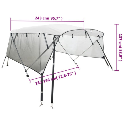 Biminitop 4 Bogen Zijwanden Wit 243 x (185-198) x 137 cm