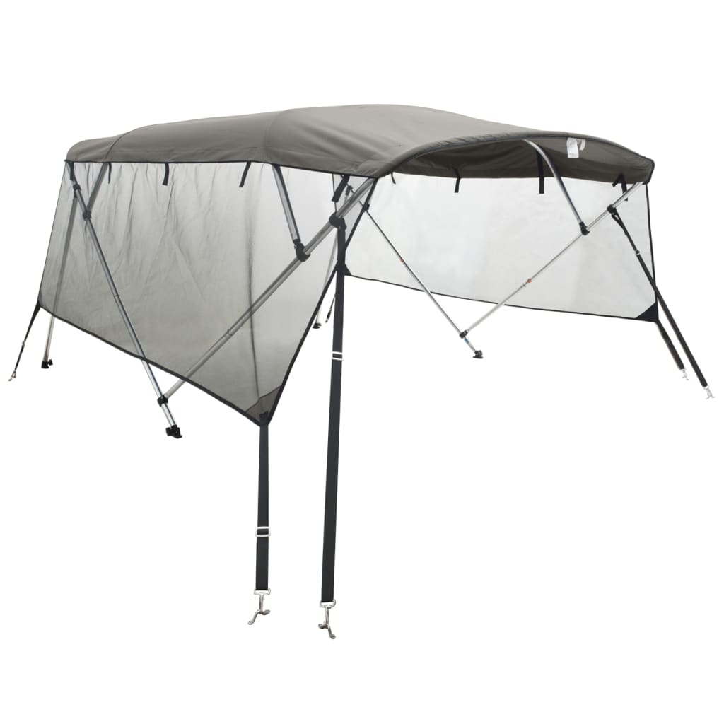 Biminitop 4 Bogen Met Mesh Zijwanden 243X(185-198)X137 Cm Antracietgrijs