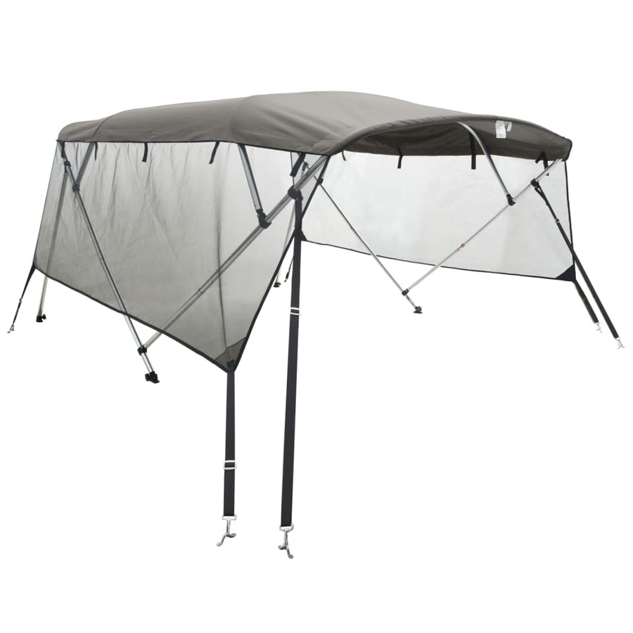 Biminitop 4 Bogen Met Mesh Zijwanden 243X(185-198)X137 Cm Antracietgrijs