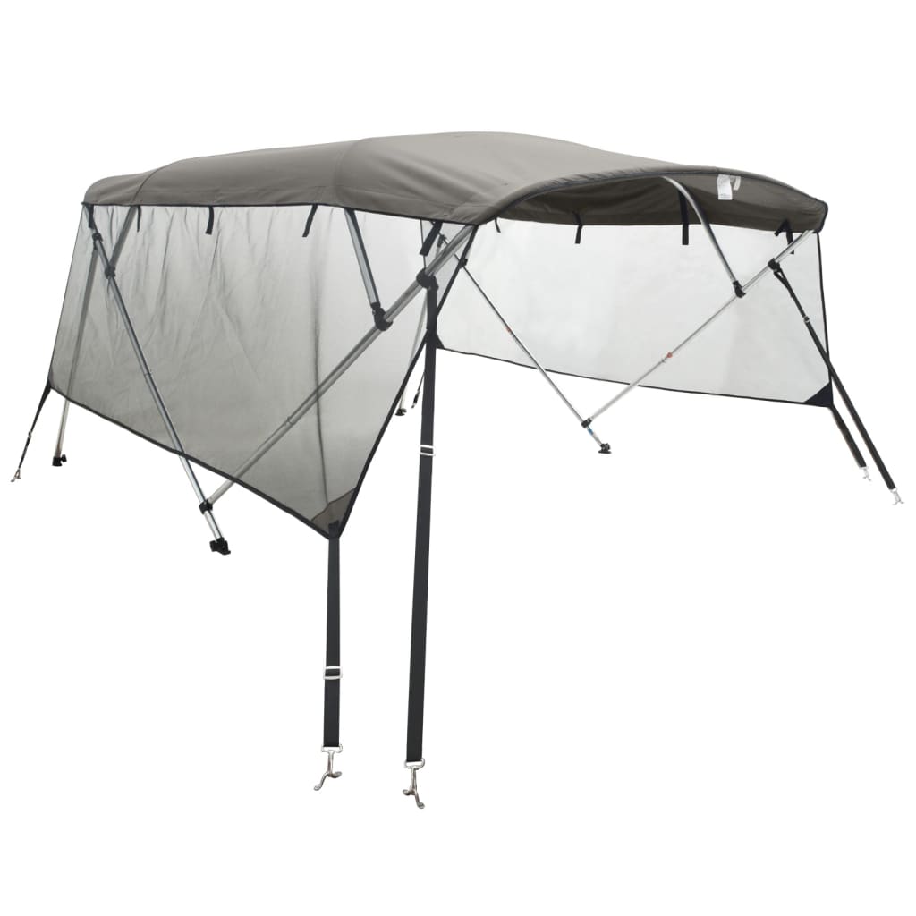 Biminitop 4 Bogen Met Mesh Zijwanden 243X(230-244)X137 Cm Antracietgrijs