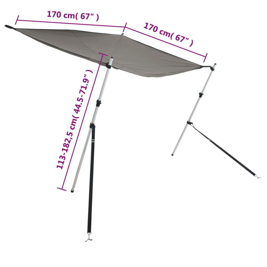 Schaduwdoek T-top 170x170x(113-182,5) cm antracietgrijs