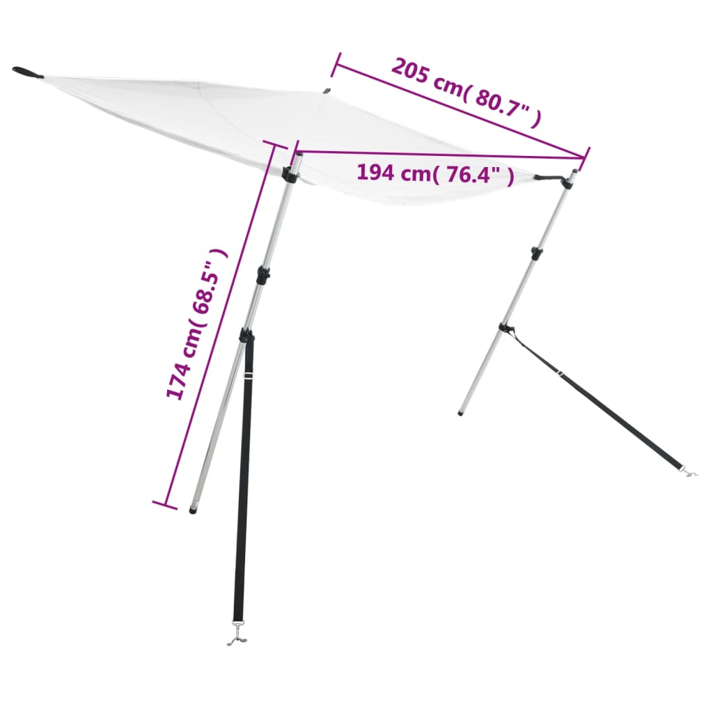 Schaduwdoek T-top 174x205x(115-194) cm wit