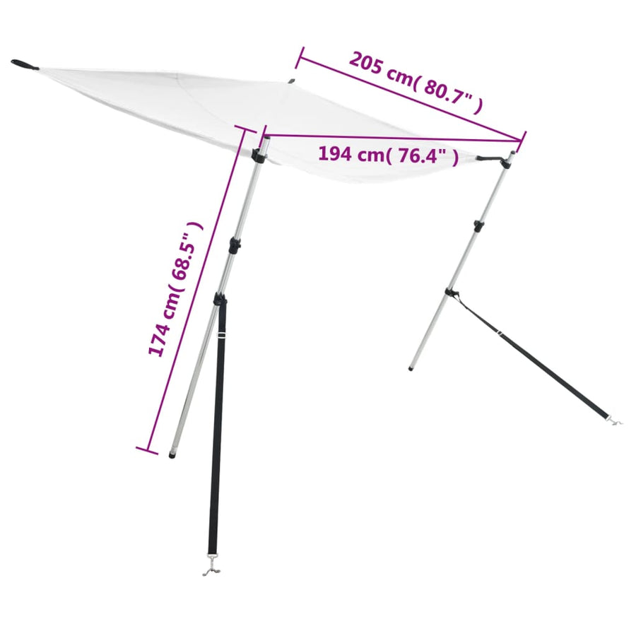 Schaduwdoek T-top 174x205x(115-194) cm wit