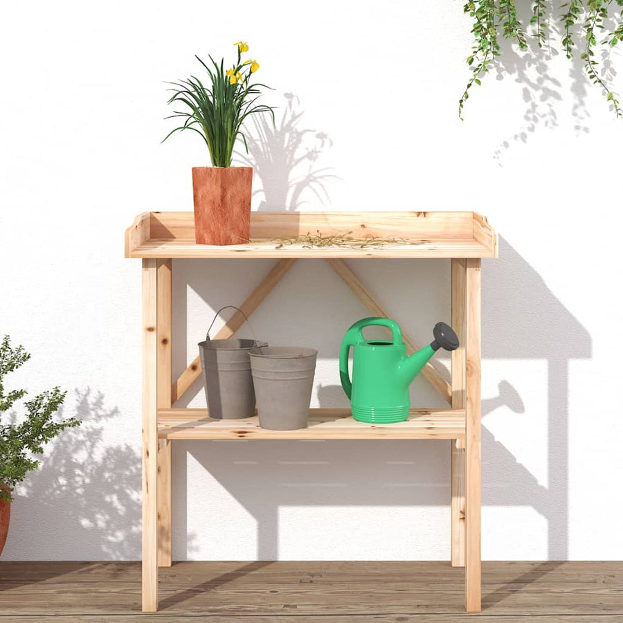 Plantentafel Met Schap 78X38X82,5 Cm Massief Vurenhout Naturel