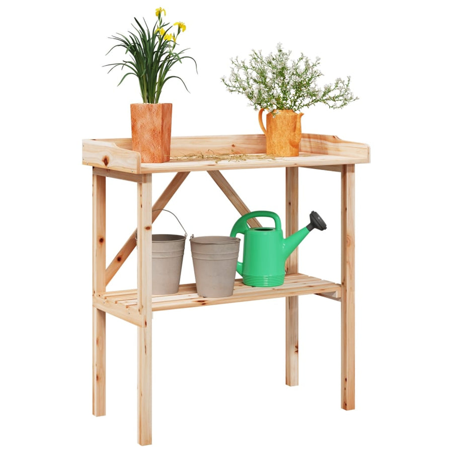 Plantentafel Met Schap 78X38X82,5 Cm Massief Vurenhout Naturel