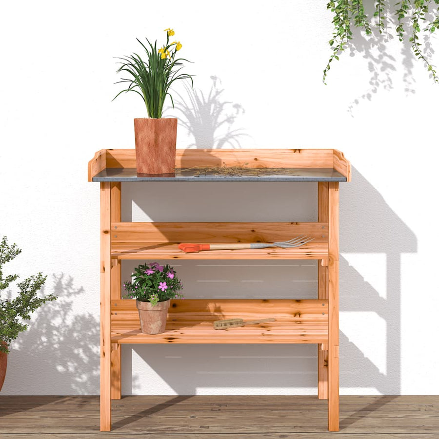 Plantentafel Met Schappen 78X38X82,5 Cm Vurenhout Bruin