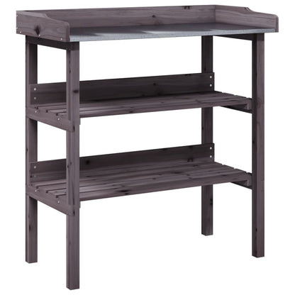 Plantentafel Met Schappen 78X38X82,5 Cm Vurenhout Grijs