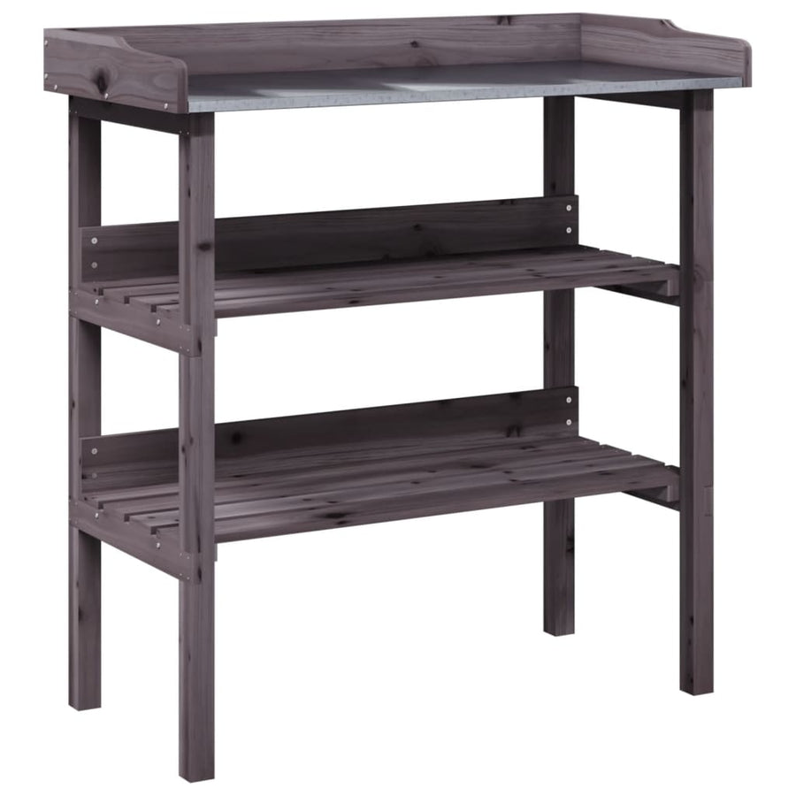 Plantentafel Met Schappen 78X38X82,5 Cm Vurenhout Grijs