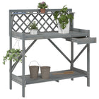 Potting Table with Trellis Solid Fir Wood Grey