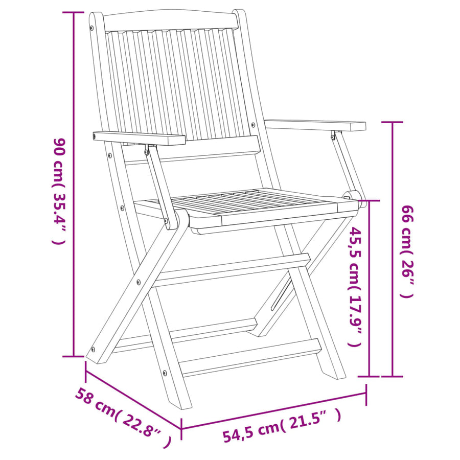 Tuinstoelen 6 st inklapbaar 54,5x58x90 cm massief acaciahout