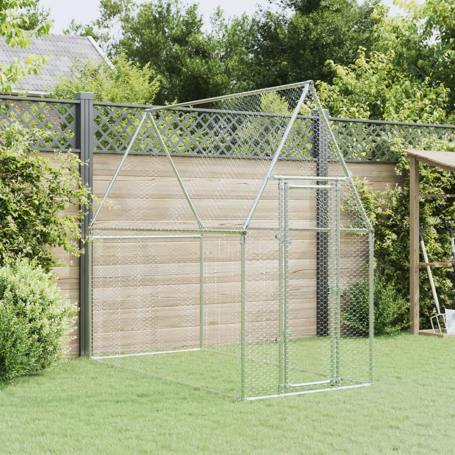 Kippenhok 200X100X190 Cm Gegalvaniseerd Staal Zilverkleurig