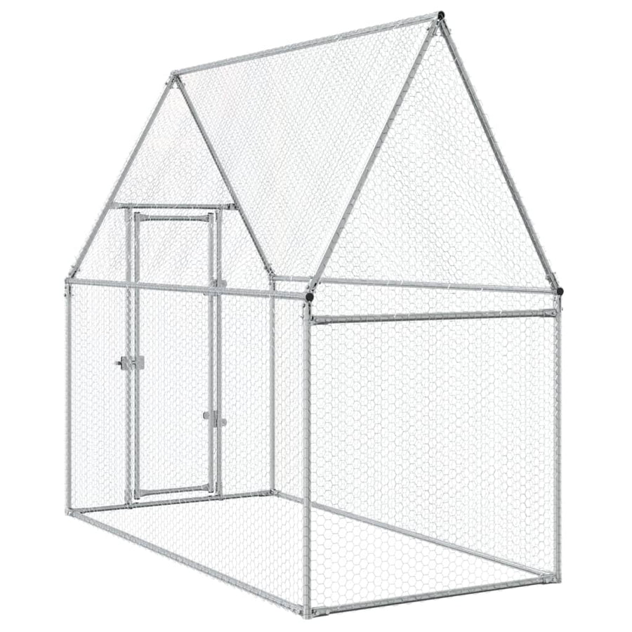 Kippenhok 200X100X190 Cm Gegalvaniseerd Staal Zilverkleurig