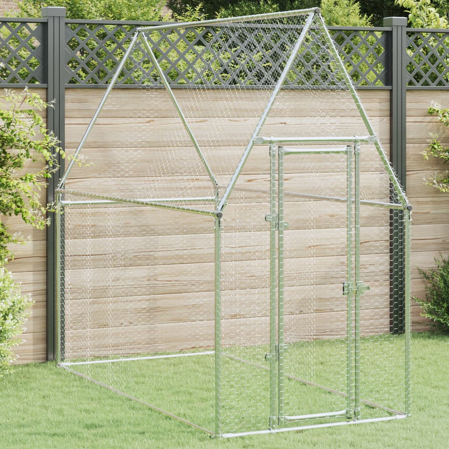 Kippenhok 200X100X190 Cm Gegalvaniseerd Staal Zilverkleurig