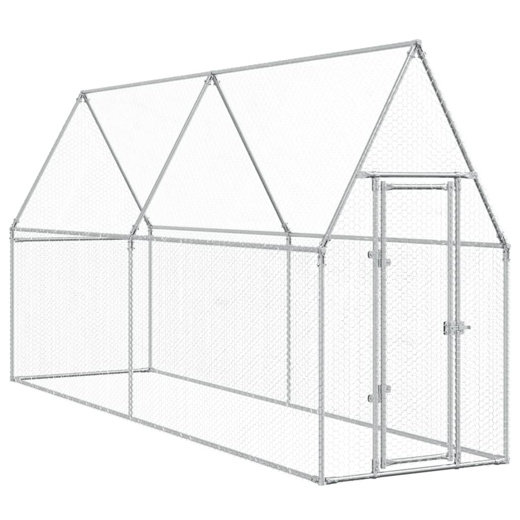 Kippenhok 400X100X190 Cm Gegalvaniseerd Staal Zilverkleurig