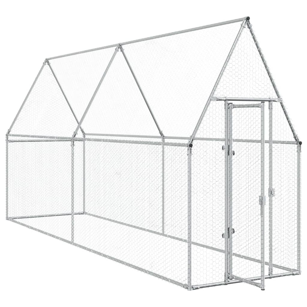 Kippenhok 400X100X190 Cm Gegalvaniseerd Staal Zilverkleurig