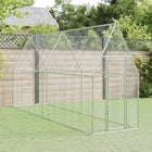 Chicken coop 400x100x190 cm galvanized steel silver-colored