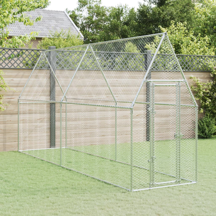 Kippenhok 400X100X190 Cm Gegalvaniseerd Staal Zilverkleurig