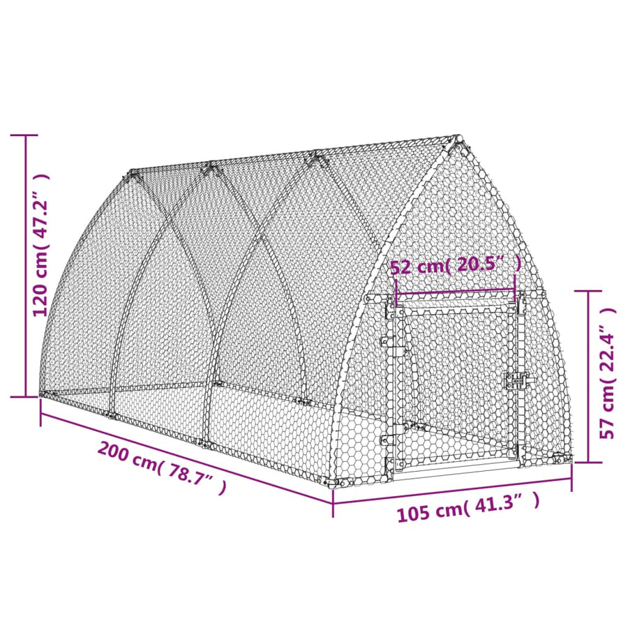 Kippenhok 300X105X120 Cm Gegalvaniseerd Staal Zilverkleurig