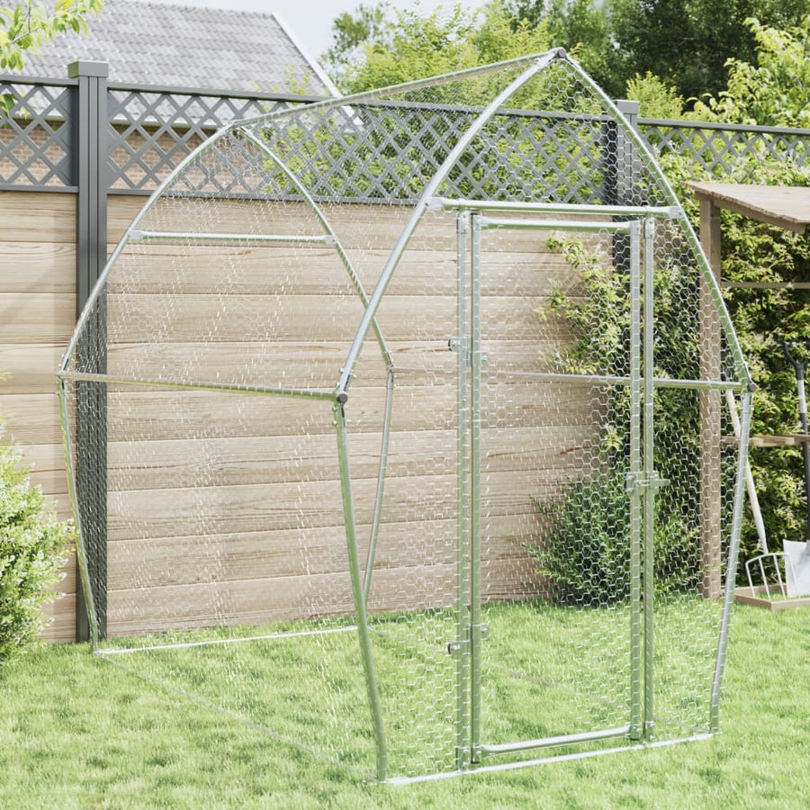 Kippenhok 200X105X182 Cm Gegalvaniseerd Staal Zilverkleurig