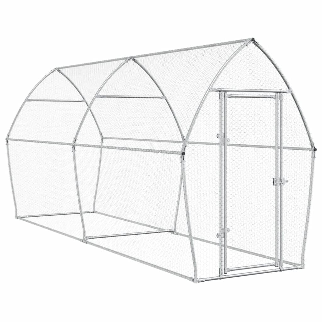 Kippenhok 400X105X182 Cm Gegalvaniseerd Staal Zilverkleurig