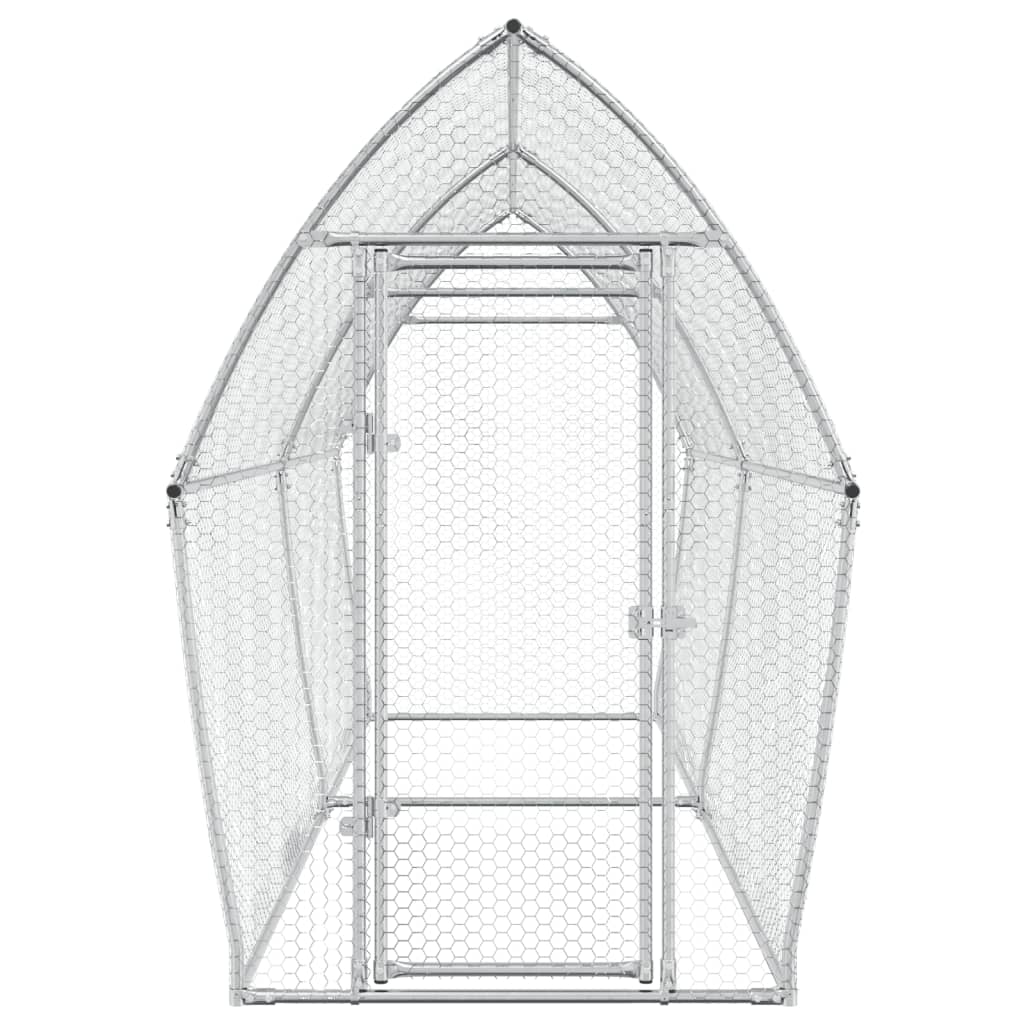 Kippenhok 400X105X182 Cm Gegalvaniseerd Staal Zilverkleurig