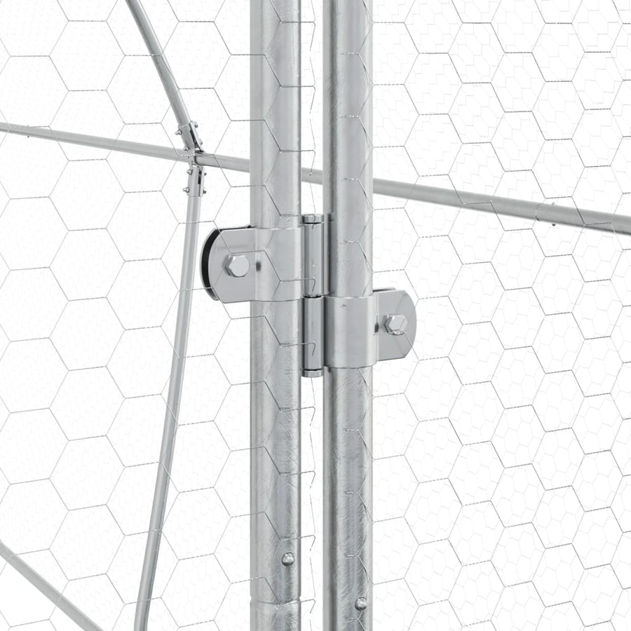 Kippenhok 400X105X182 Cm Gegalvaniseerd Staal Zilverkleurig