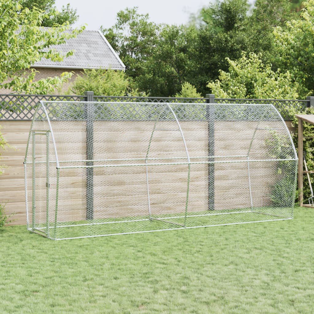 Kippenhok 400X105X182 Cm Gegalvaniseerd Staal Zilverkleurig