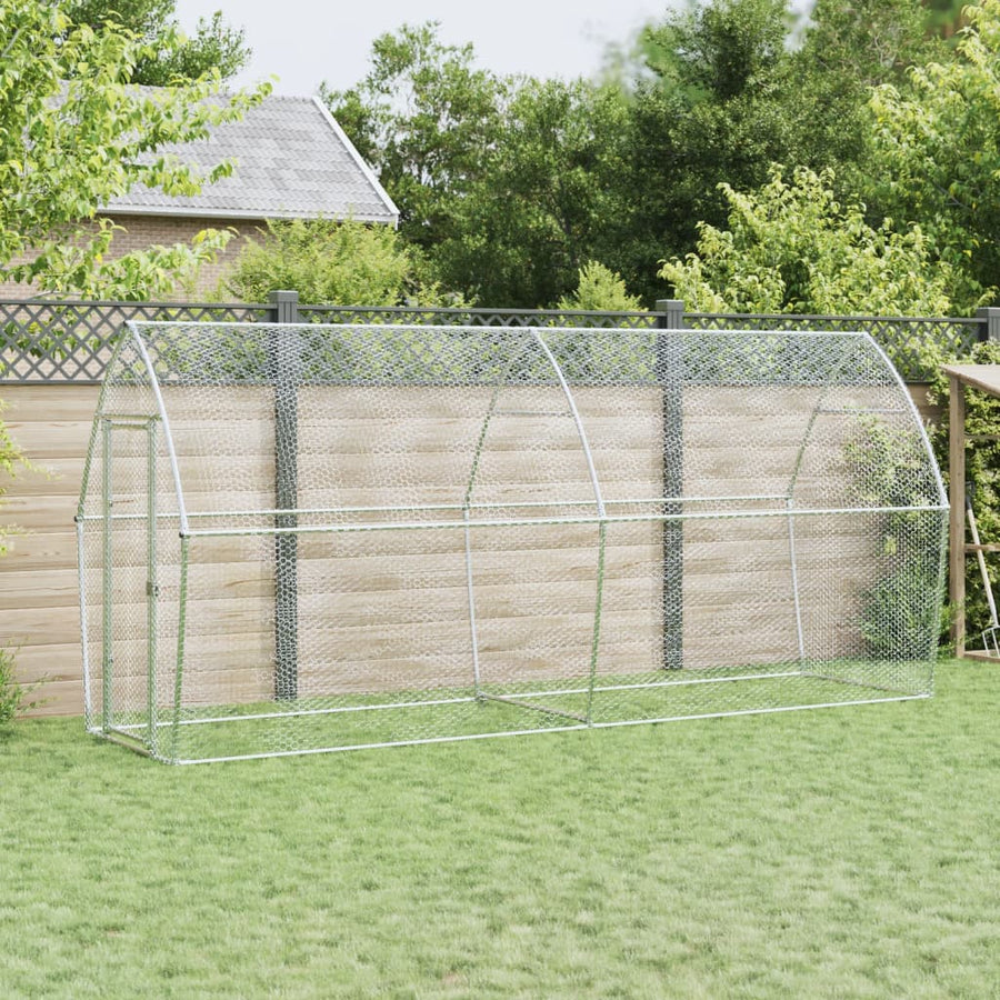 Kippenhok 400X105X182 Cm Gegalvaniseerd Staal Zilverkleurig