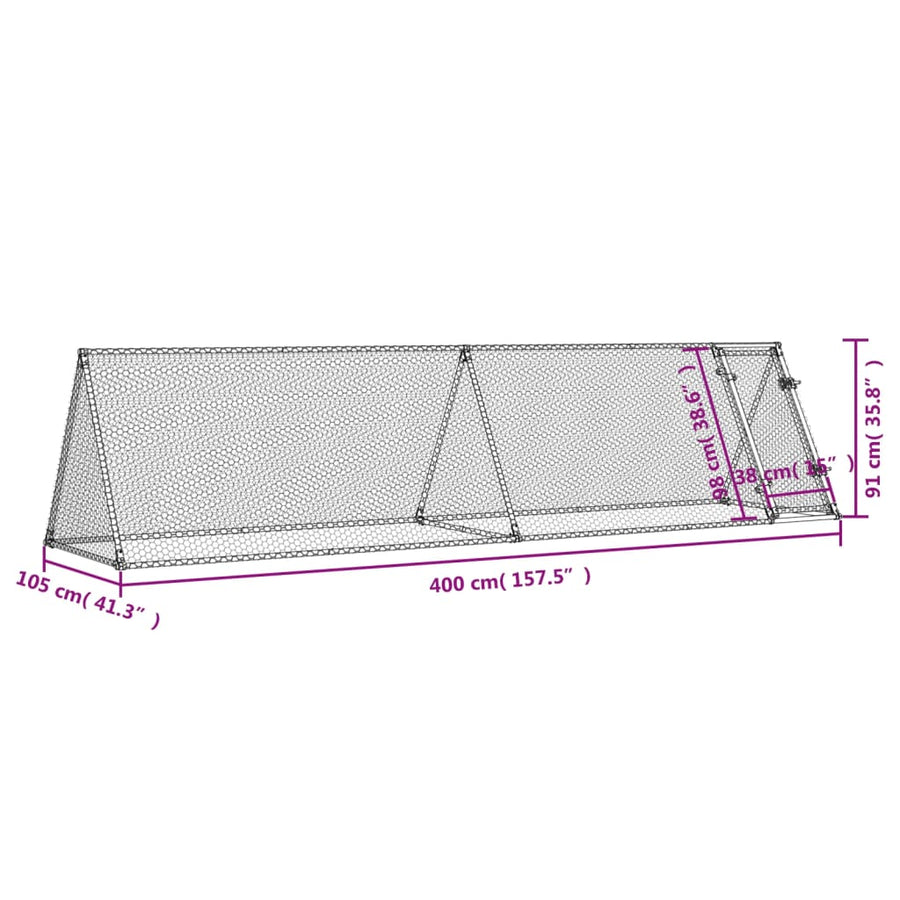 Kippenhok 400X105X91 Cm Gegalvaniseerd Staal Zilverkleurig