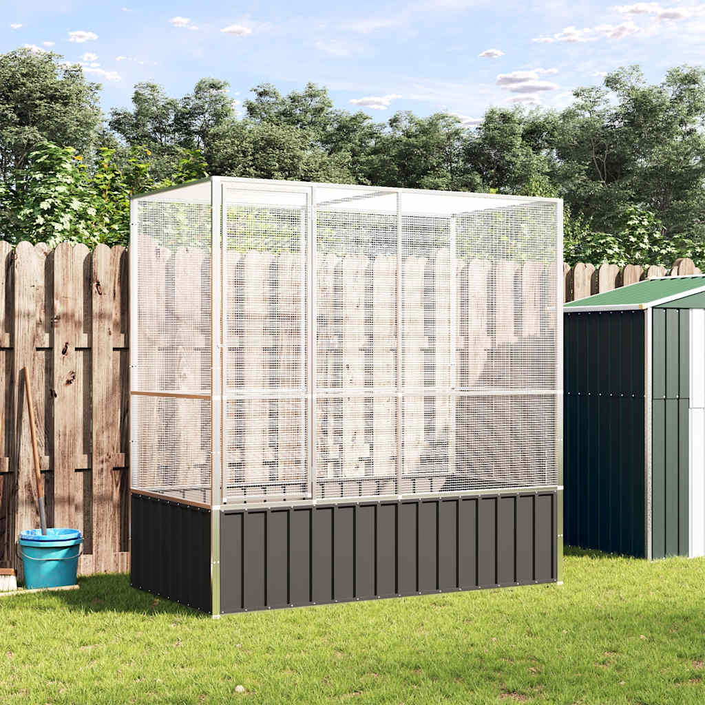 Volière 210,5X107X212 M Staal Zilverkleurig 210.5 x 107 x 212 cm