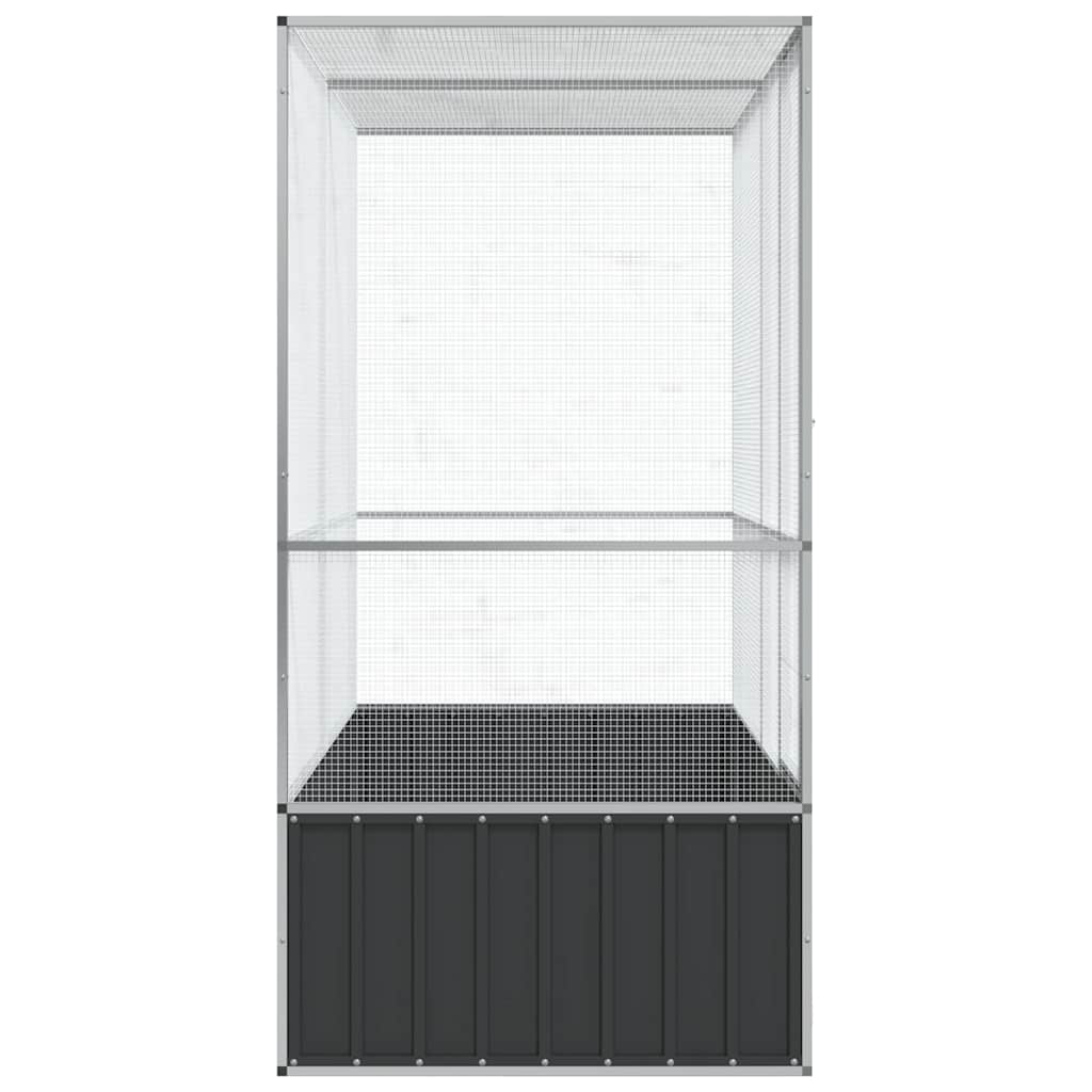 Volière 210,5X107X212 M Staal Zilverkleurig 210.5 x 107 x 212 cm