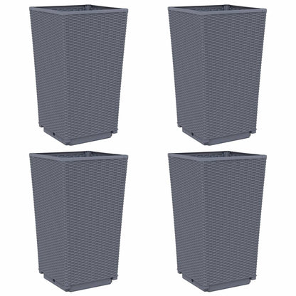 Plantenbakken 4 St 32,5X32,5X57 Cm Polypropeen Grijs