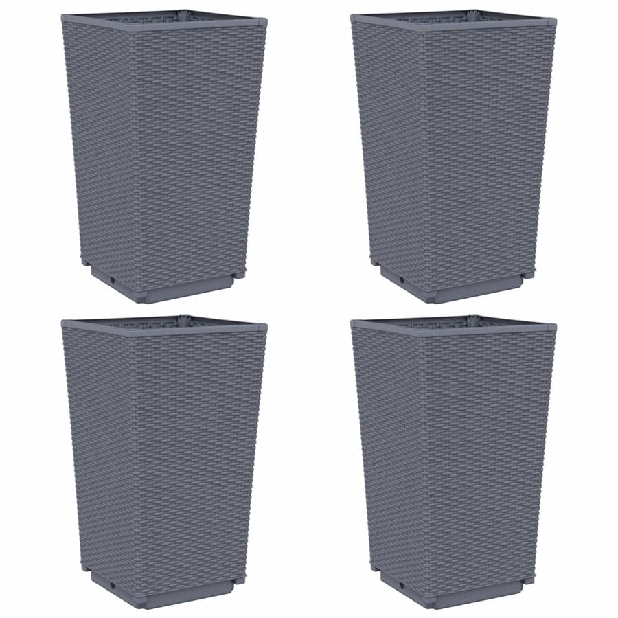 Plantenbakken 4 St 32,5X32,5X57 Cm Polypropeen Grijs