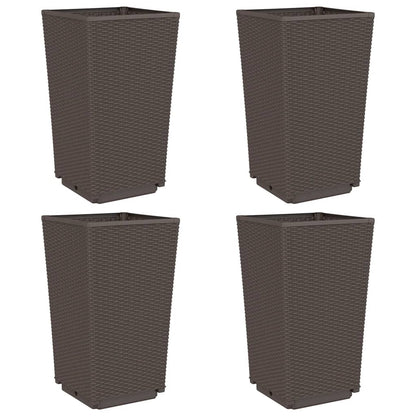 Plantenbakken 4 St 32,5X32,5X57 Cm Polypropeen Bruin
