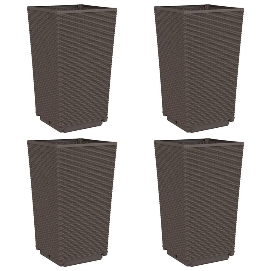 Plantenbakken 4 St 32,5X32,5X57 Cm Polypropeen Bruin