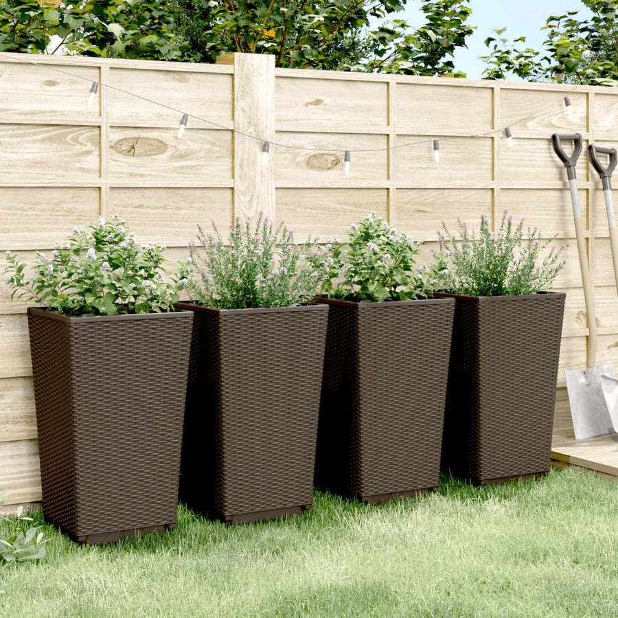 Plantenbakken 4 St 32,5X32,5X57 Cm Polypropeen Bruin