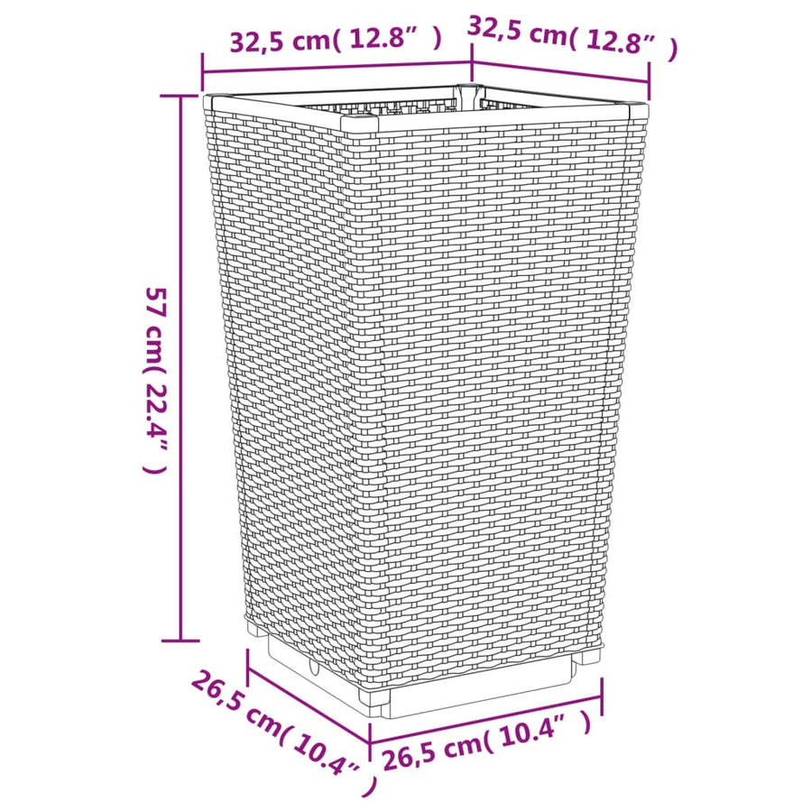 Plantenbakken 4 St 32,5X32,5X57 Cm Polypropeen Bruin