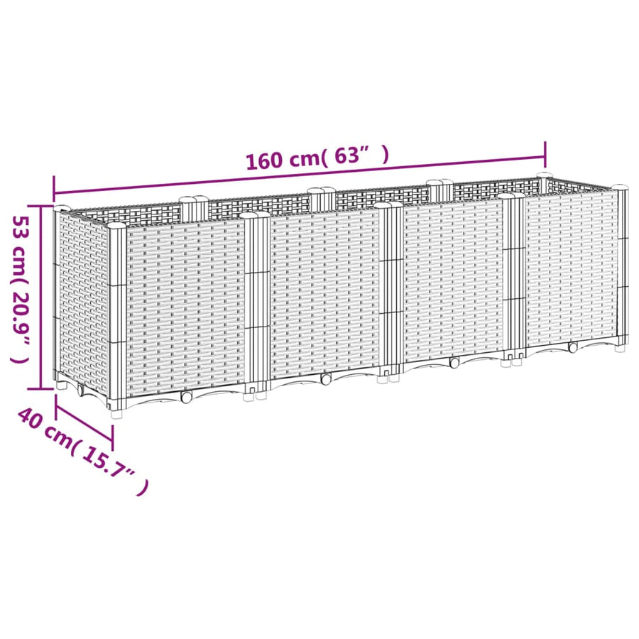 Plantenbak 160X40X53 Cm Polypropeen Wit Groen