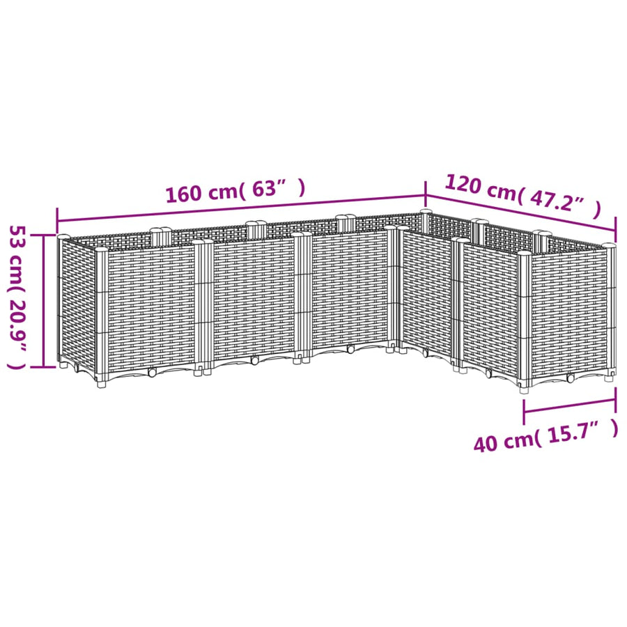 Plantenbak 160X120X53 Cm Polypropeen Bruin