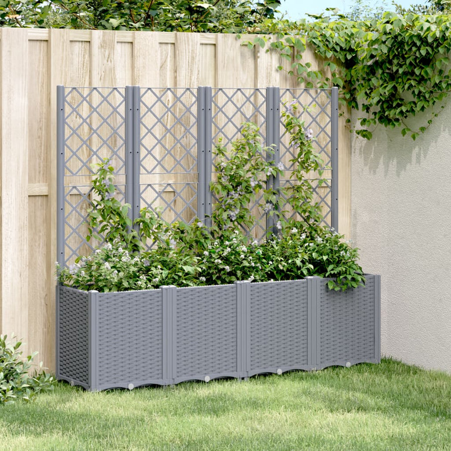 Plantenbak Met Latwerk 160X40X140 Cm Polypropeen Grijs