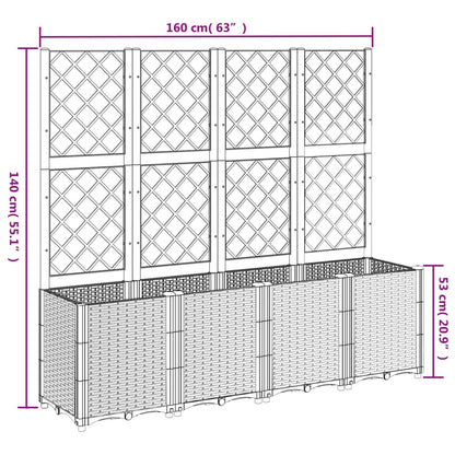Plantenbak Met Latwerk 160X40X140 Cm Polypropeen Lichtgrijs Blauw