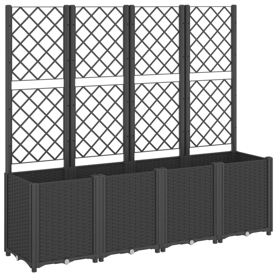 Plantenbak Met Latwerk 160X40X140 Cm Polypropeen Zwart Groen