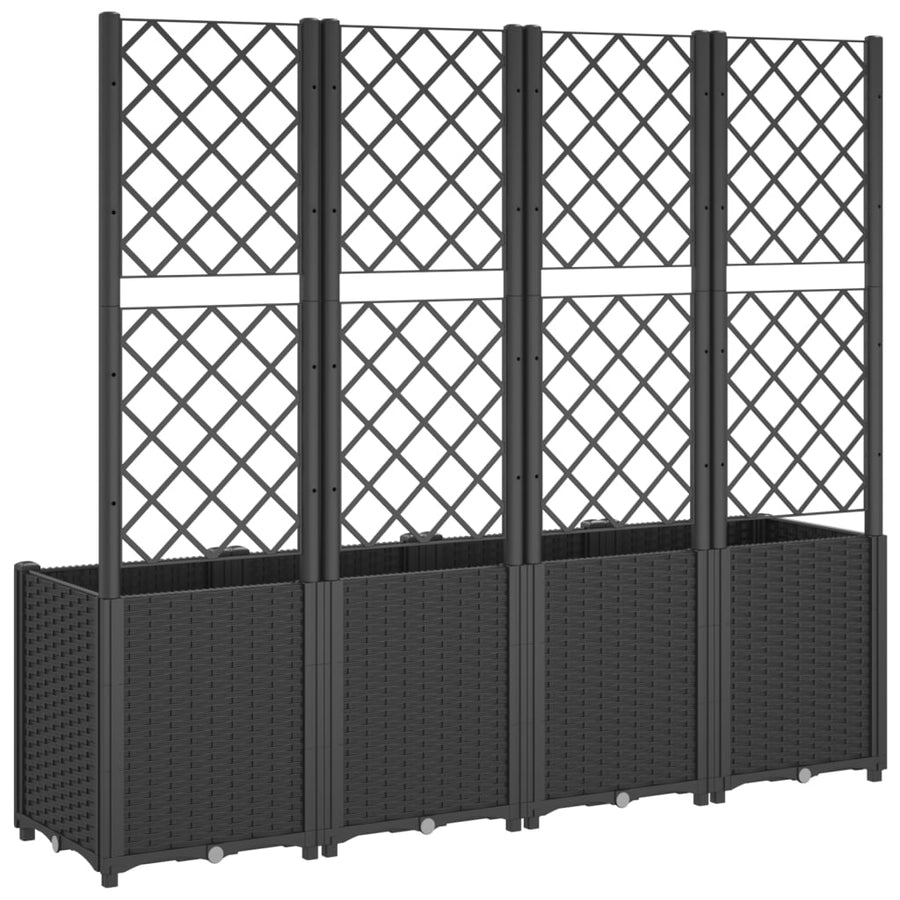 Plantenbak Met Latwerk 160X40X140 Cm Polypropeen Zwart Groen